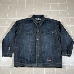 Vintage Avirex Denim Jacket Men 3XL Blue Dark Wash Baggy Y2K Streetwear Jean